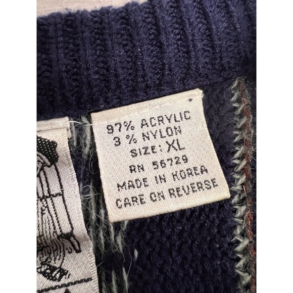 Vintage 3D Textured Knit Sweater Multicolor 90s‎ Cosby Biggie K. Cosa XL Hip Hop - Picture 6 of 8